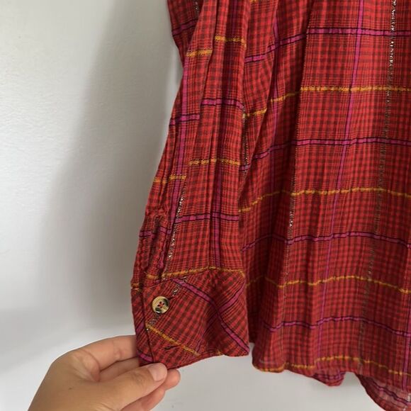 Free People ‘Break My Stride’ Metallic Button‎ Shirt - Size S - Picture 6 of 8